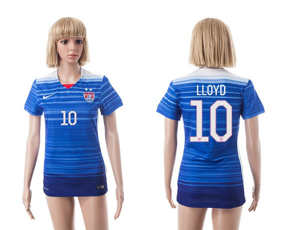 Womens 2015-2016 USA Thailand Soccer Jersey Short Sleeves blue with 2 Stars #10