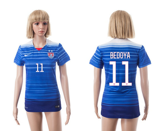 Womens 2015-2016 USA Thailand Soccer Jersey Short Sleeves blue with 2 Stars #11 BEDOYA