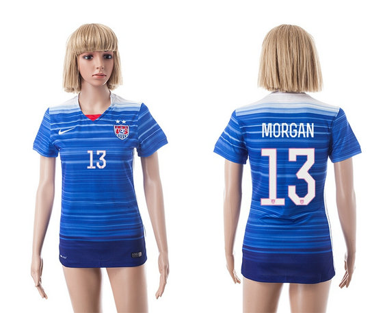 Womens 2015-2016 USA Thailand Soccer Jersey Short Sleeves blue with 2 Stars #13