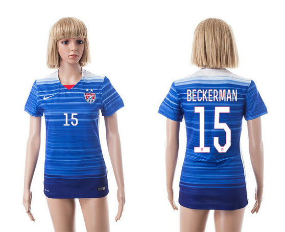 Womens 2015-2016 USA Thailand Soccer Jersey Short Sleeves blue with 2 Stars #15