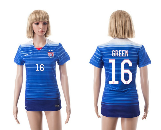 Womens 2015-2016 USA Thailand Soccer Jersey Short Sleeves blue with 2 Stars #16