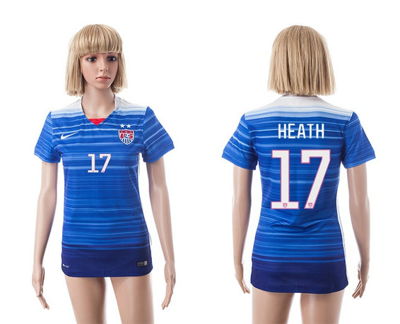 Womens 2015-2016 USA Thailand Soccer Jersey Short Sleeves blue with 2 Stars #17