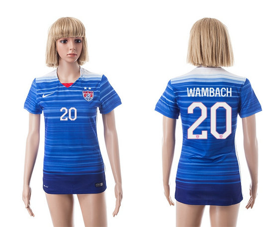 Womens 2015-2016 USA Thailand Soccer Jersey Short Sleeves blue with 2 Stars #20