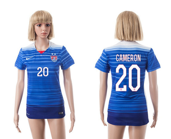 Womens 2015-2016 USA Thailand Soccer Jersey Short Sleeves blue with 2 Stars #20 CAMERON
