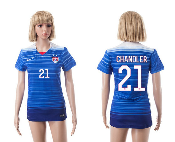 Womens 2015-2016 USA Thailand Soccer Jersey Short Sleeves blue with 2 Stars #21