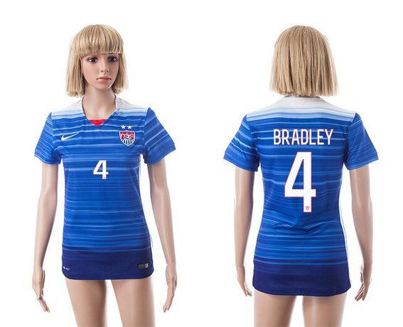 Womens 2015-2016 USA Thailand Soccer Jersey Short Sleeves blue with 2 Stars #4