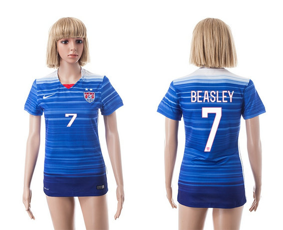 Womens 2015-2016 USA Thailand Soccer Jersey Short Sleeves blue with 2 Stars #7