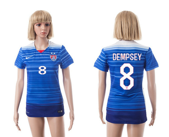 Womens 2015-2016 USA Thailand Soccer Jersey Short Sleeves blue with 2 Stars #8