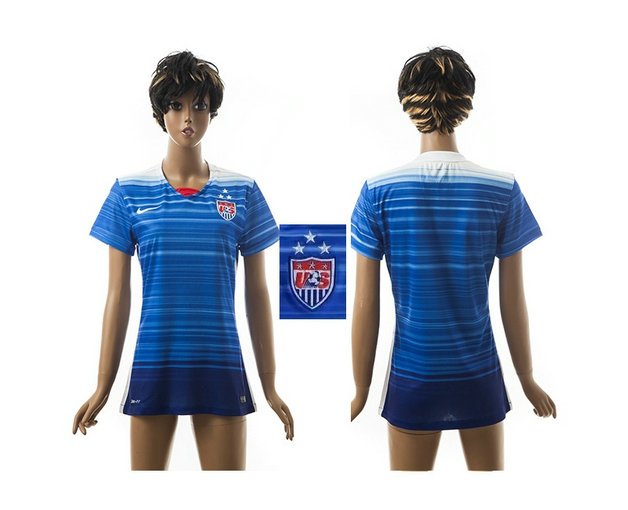 Womens 2015-2016 USA Thailand Soccer Jersey Short Sleeves blue with 3 Stars