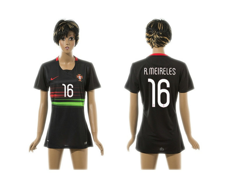 Womens 2015 Portugal Thailand Soccer Jersey Black #16