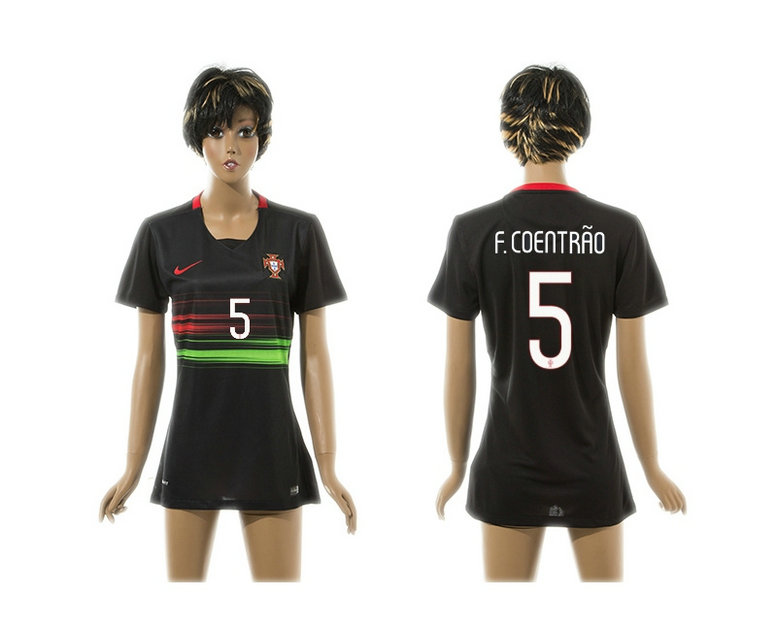 Womens 2015 Portugal Thailand Soccer Jersey Black #5
