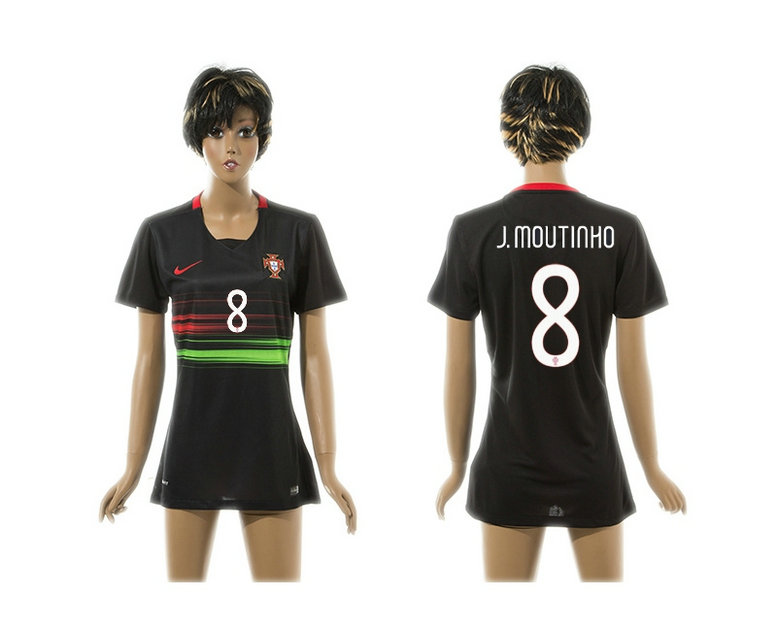 Womens 2015 Portugal Thailand Soccer Jersey Black #8