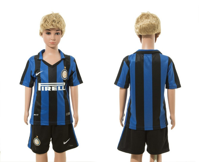 Youth 15-16 Inter Milan Jersey Soccer Kit Home Blank Short Sleeves