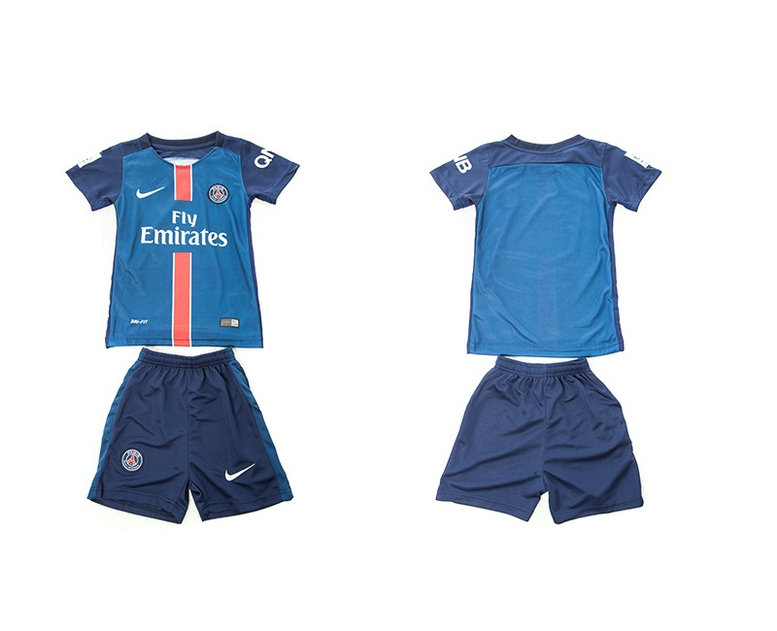 Youth 15-16 PSG Jersey Soccer Uniform Home Blank Short Sleeves