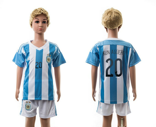 Youth 2015-16 Agentina Home Soccer Jersey Short Sleeves #20