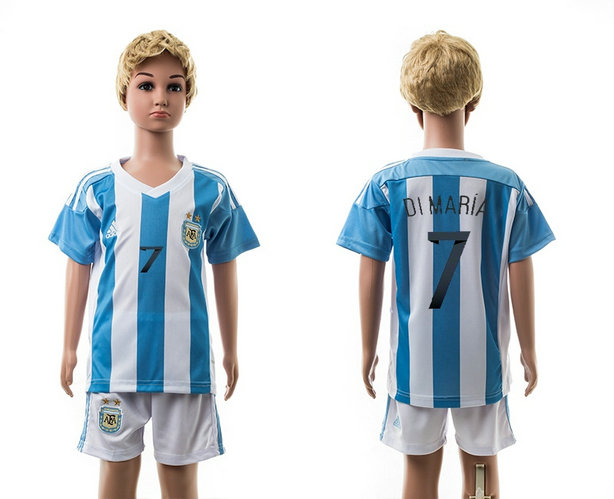 Youth 2015-16 Agentina Home Soccer Jersey Short Sleeves #7