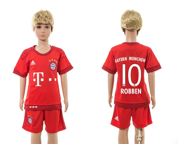Youth 2015-16 Bayern Munich Jersey Soccer Uniform Red Short Sleeves #10