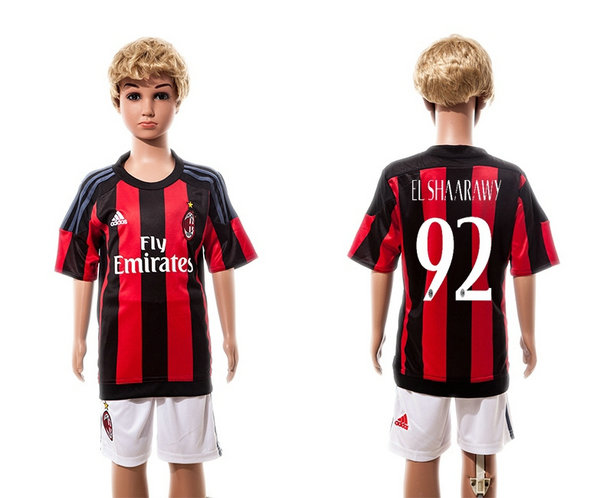 Youth 2015-2016 AC Milan Jersey Soccer Uniform Short Sleeves #92
