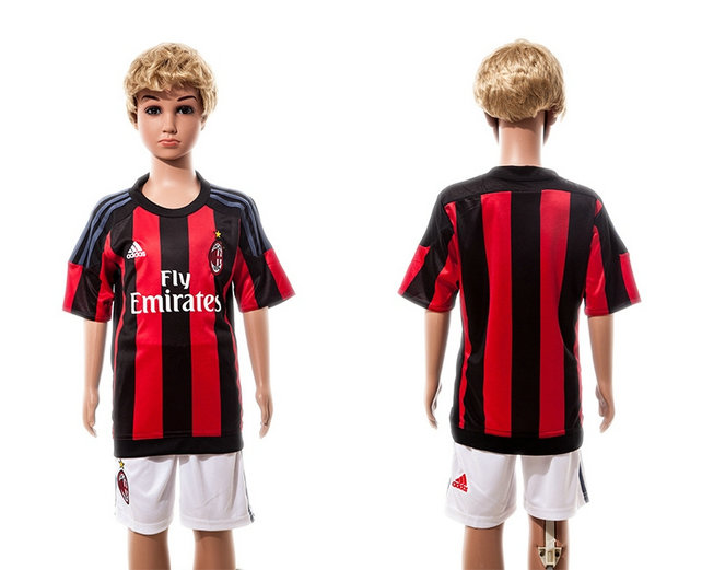 Youth 2015-2016 AC Milan Jersey Soccer Uniform Short Sleeves Blank