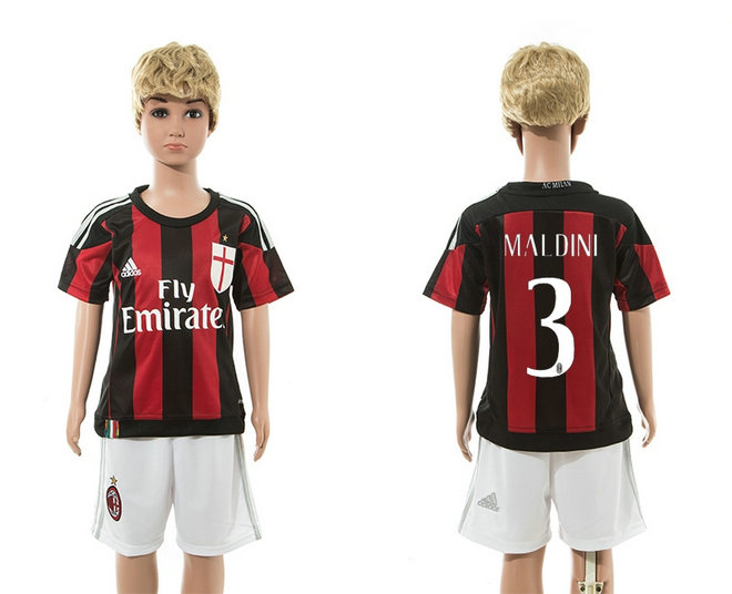 Youth 2015-2016 AC Milan Jersey Soccer Uniform Short Sleeves Home #3