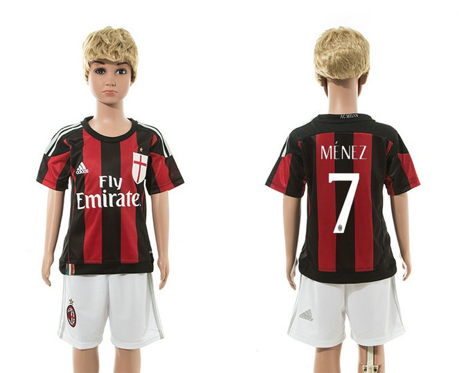 Youth 2015-2016 AC Milan Jersey Soccer Uniform Short Sleeves Home #7