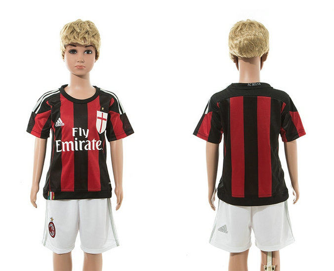 Youth 2015-2016 AC Milan Jersey Soccer Uniform Short Sleeves Home Blank