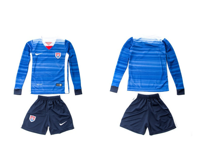 Youth 2015-2016 USA Soccer Uniform Long Sleeves Home Blue