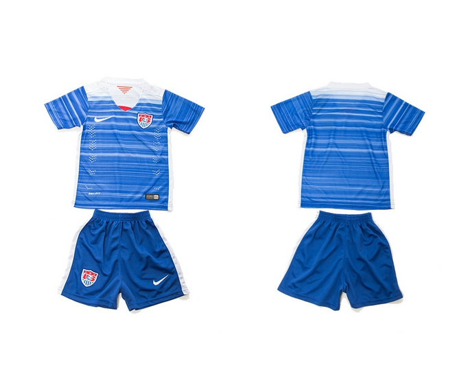 Youth 2015-2016 USA Soccer Uniform Short Sleeves Home Blue Blank
