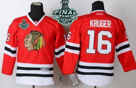 Youth Chicago Blackhawks #16 Marcus Kruger 2015 Stanley Cup Red Jersey