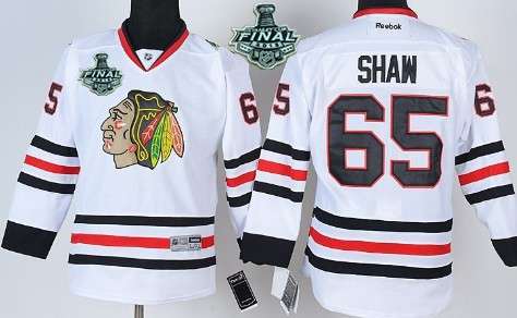 Youth Chicago Blackhawks #65 Andrew Shaw 2015 Stanley Cup White Jersey