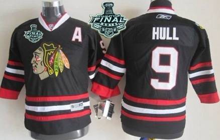Youth Chicago Blackhawks #9 Bobby Hull 2015 Stanley Cup Black Jersey