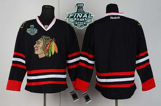 Youth Chicago Blackhawks Blank Black 2015 Stanley Cup Jersey