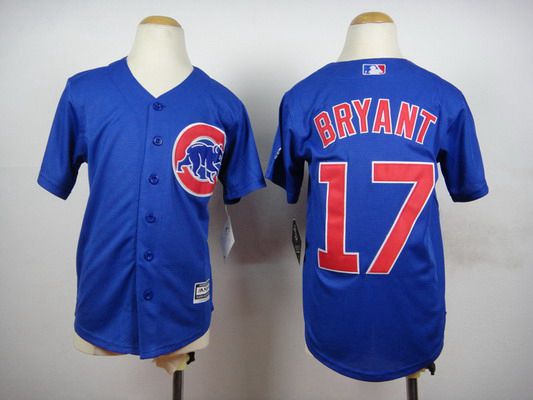 Youth Chicago Cubs #17 Kris Bryant Alternate Blue 2015 MLB Cool Base Jersey