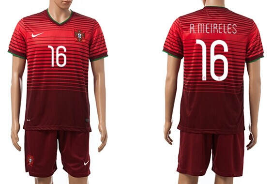 2014 World Cup Portugal #16 R.Meireles Home Soccer Shirt Kit