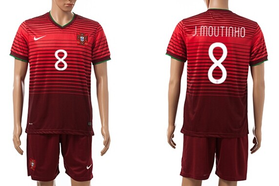 2014 World Cup Portugal #8 J.Moutinho Home Soccer Shirt Kit