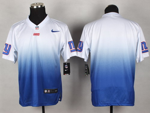 Nike New York Giants Blank White/Blue Fadeaway Elite Jersey