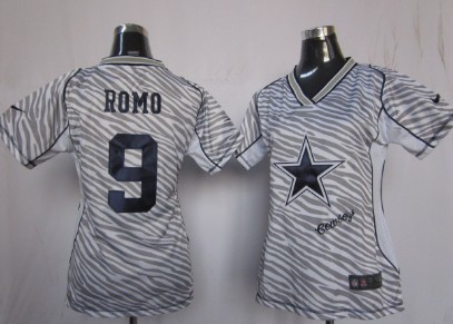 Nike Dallas Cowboys #9 Tony Romo 2012 Womens Zebra Fashion Jersey